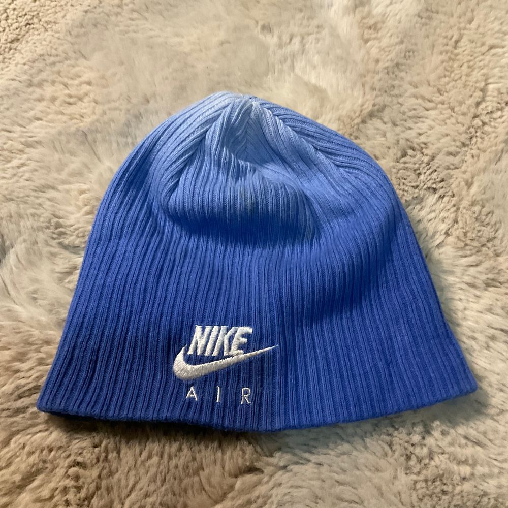 Nike Blue Ribbed Beanie with White Embroidered Logo